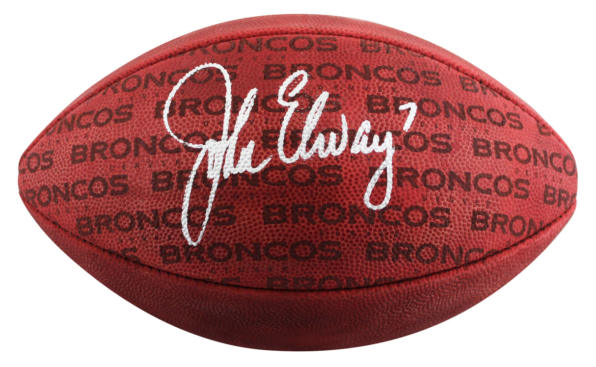 Broncos John Elway Signed Wilson "Duke" Team Showcase Football W/ Case BAS Wit
