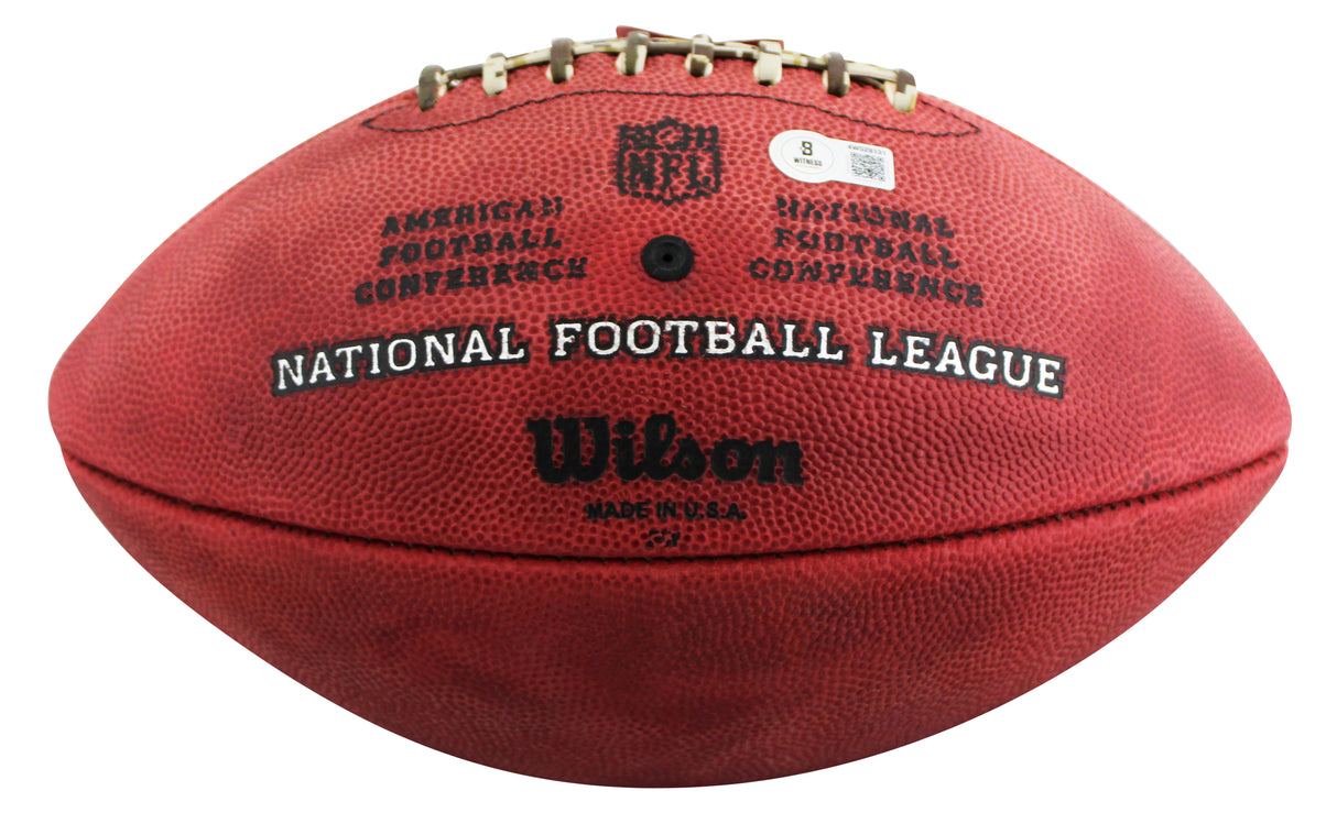 Broncos John Elway Signed Wilson "Duke" Team Showcase Football W/ Case BAS Wit