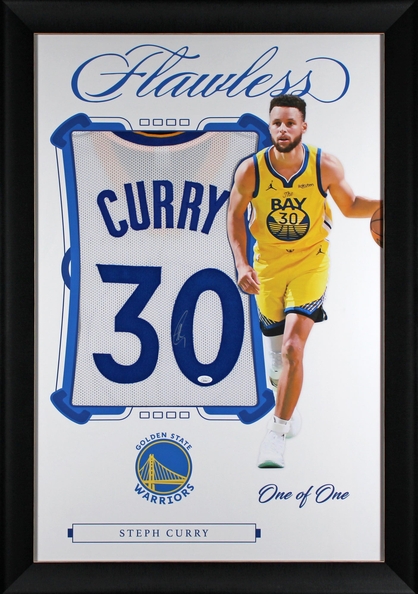 Warriors Stephen Curry Authentic Signed One of One Jersey Framed Display JSA 2