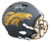 Broncos John Elway Signed Slate Full Size Speed Rep Helmet W/ Case BAS Witnessed