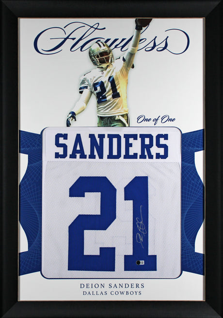 Deion Sanders Authentic Signed One of One Jersey Framed Display BAS Witnessed