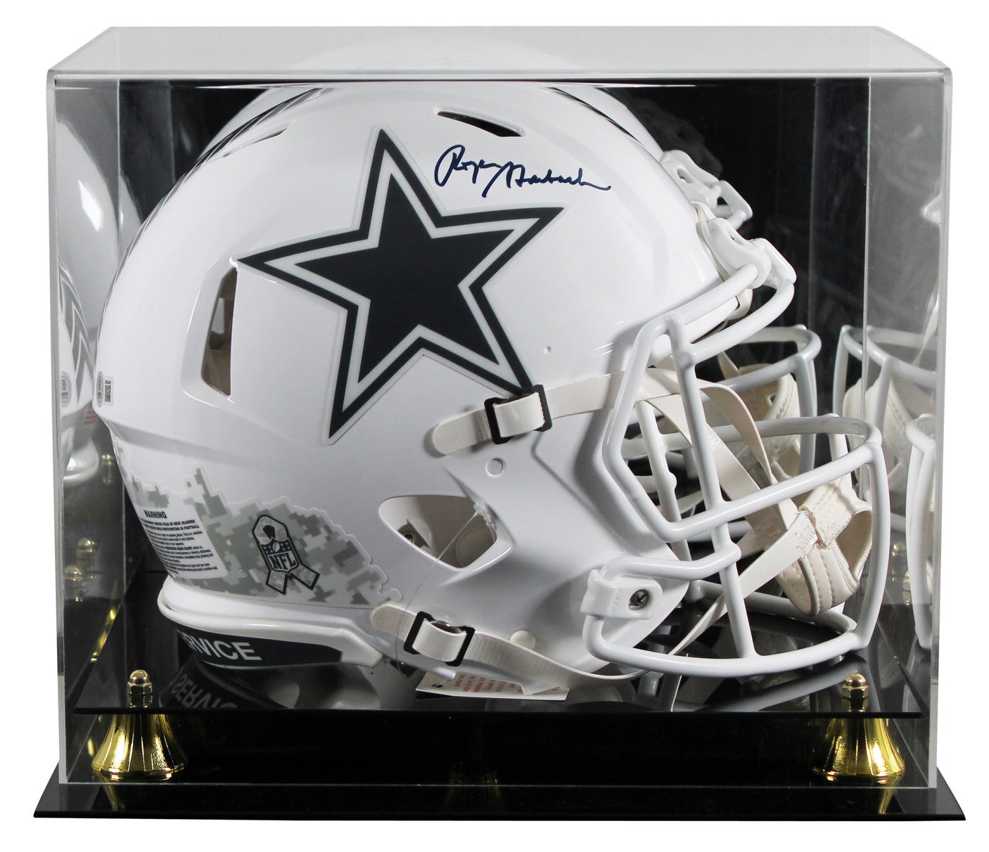 Cowboys Roger Staubach Signed STS III F/S Speed Proline Helmet W/ Case BAS Wit