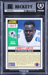 Emmitt Smith Signed 1990 Score Supplemental #101T RC Card Auto 10! BAS Slabbed