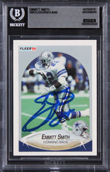 Cowboys Emmitt Smith Signed 1990 Fleer Update #U40 Rookie Card Auto 10! BAS Slab