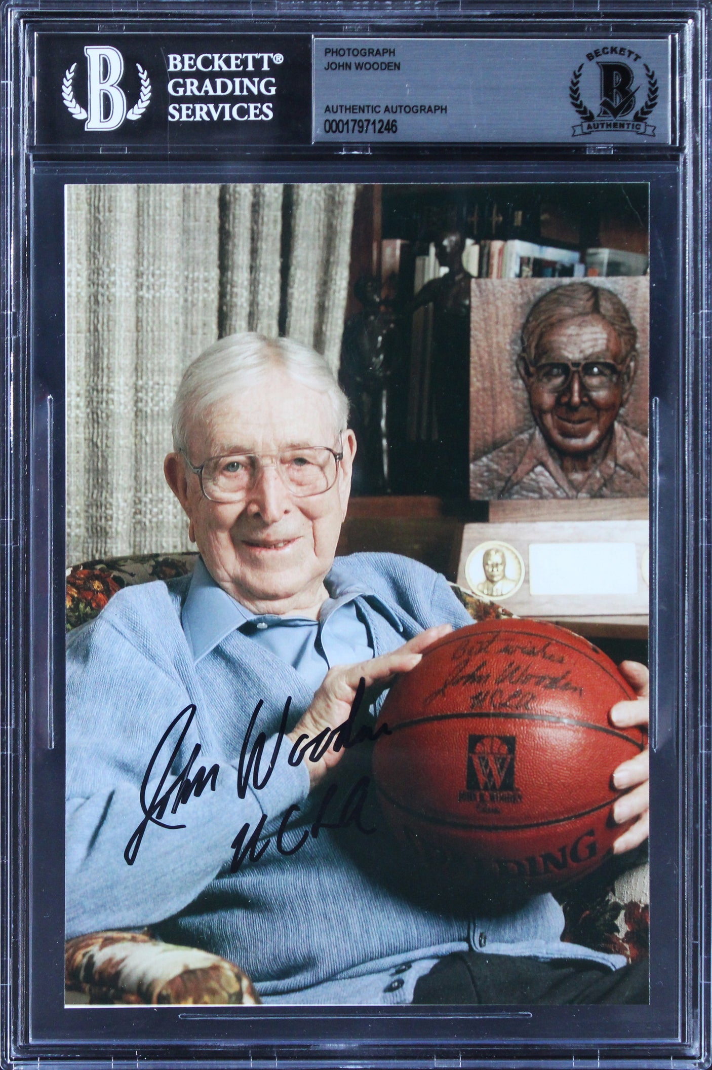 UCLA John Wooden "UCLA" Authentic Signed 5x7 Photo Autographed BAS Slabbed