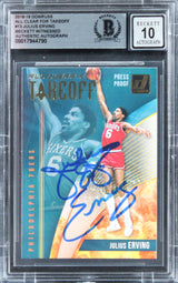 76ers Julius Erving Signed 2018 Donruss ACFT #13 Card Auto 10! BAS Slab