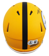 Steelers Pat Freiermuth Signed 2025 On-Field Alt Speed Mini Helmet W/ Case BAS W