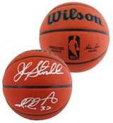Jazz John Stockton & Karl Malone Authentic Signed Wilson Basketball BAS Witness