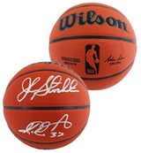 Jazz John Stockton & Karl Malone Signed Wilson Basketball w/ Case BAS Witnessed