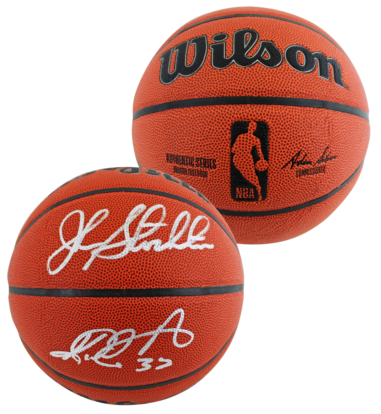 Jazz John Stockton & Karl Malone Authentic Signed Wilson Basketball BAS Witness