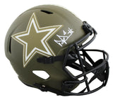 Cowboys Dak Prescott Signed STS F/S Speed Rep Helmet W/ Case w/ White Sig BAS W