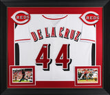 Elly De La Cruz Signed White Pro Style Framed Jersey w/ Dropshadow BAS