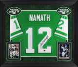 Jets Joe Namath Authentic Signed Green Mitchell & Ness Framed Jersey BAS 2