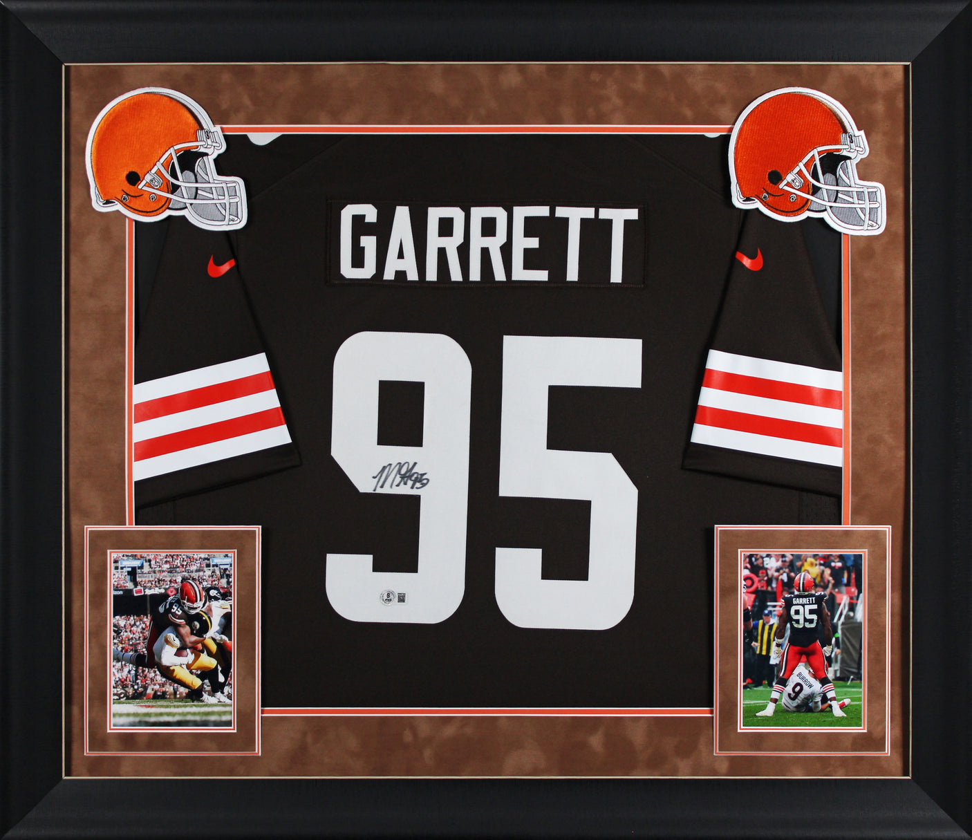 Browns Myles Garrett Signed Brown Nike Limited Framed Jersey BAS Witnessed