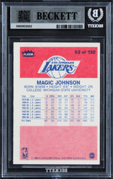 Lakers Magic Johnson "HOF 02" Signed 1986 Fleer #53 Card Auto 10! BAS Slabbed