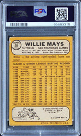 Giants Willie Mays Signed 1968 Topps #50 Card Graded 2, Auto 9! PSA/DNA Slabbed