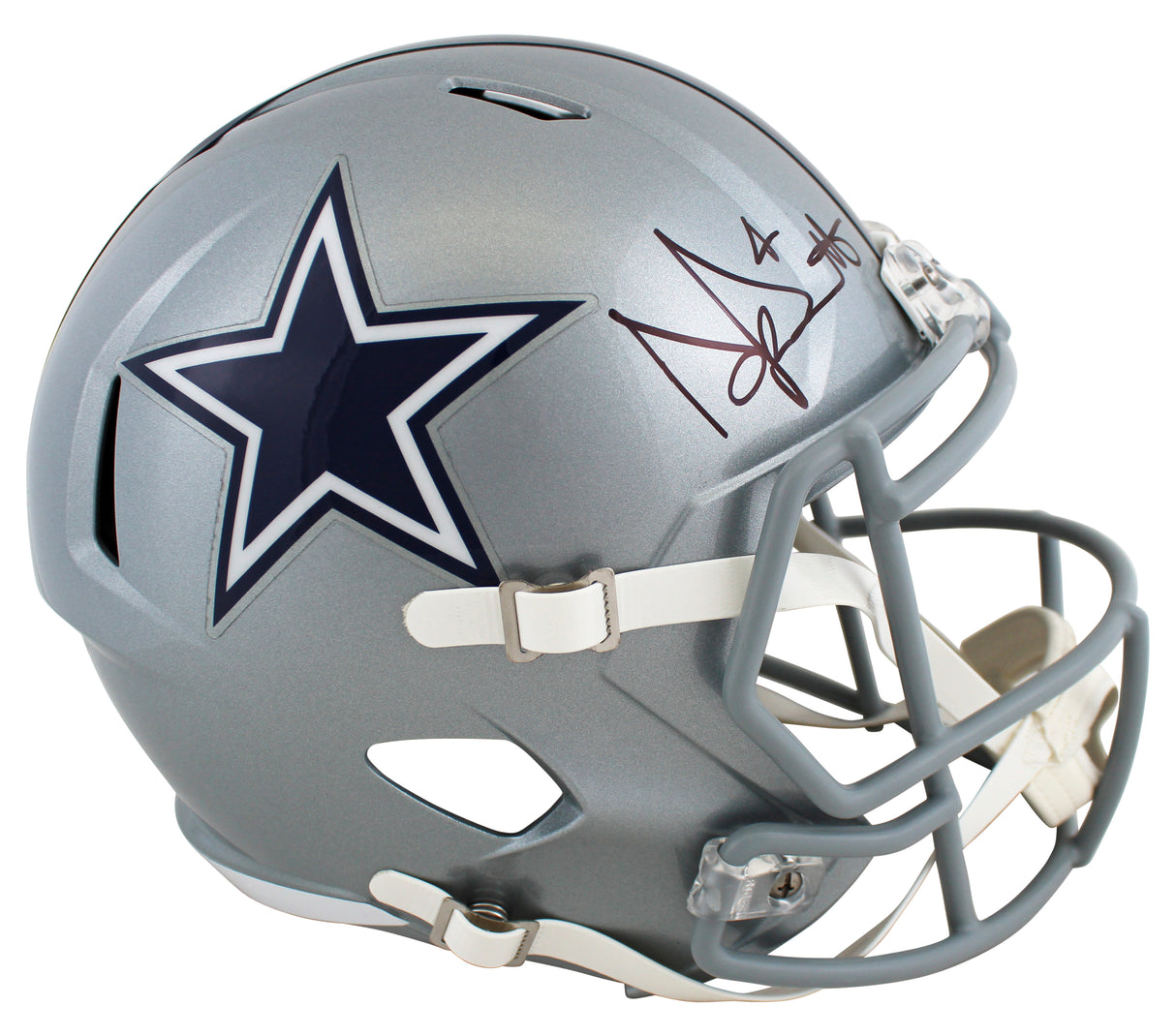 Cowboys Dak Prescott Signed Full Size Speed Rep Helmet W/ Case BAS Witnessed
