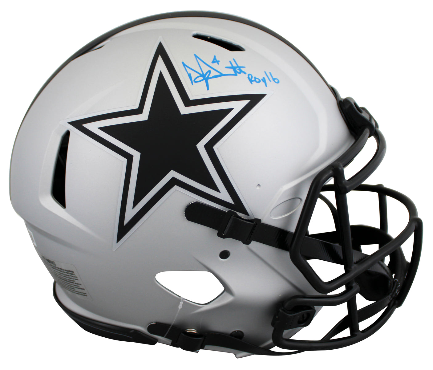Cowboys Dak Prescott "ROY 16" Signed Rave F/S Speed Proline Helmet BAS #2W977959