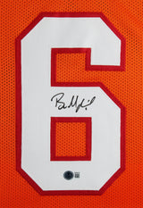 Baker Mayfield Signed Orange Throwback Pro Style Framed Jersey BAS Witnessed