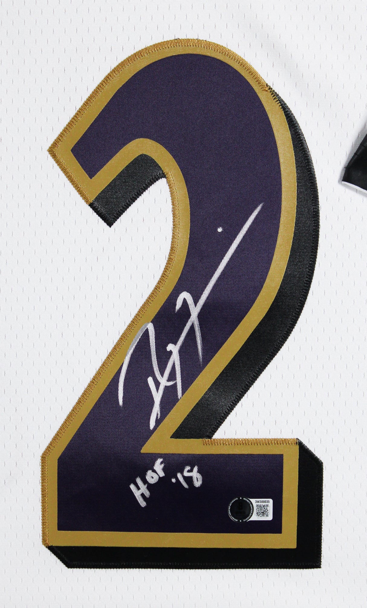 Ravens Ray Lewis HOF 18 Authentic Signed White M&N Framed Jersey BAS Witnessed