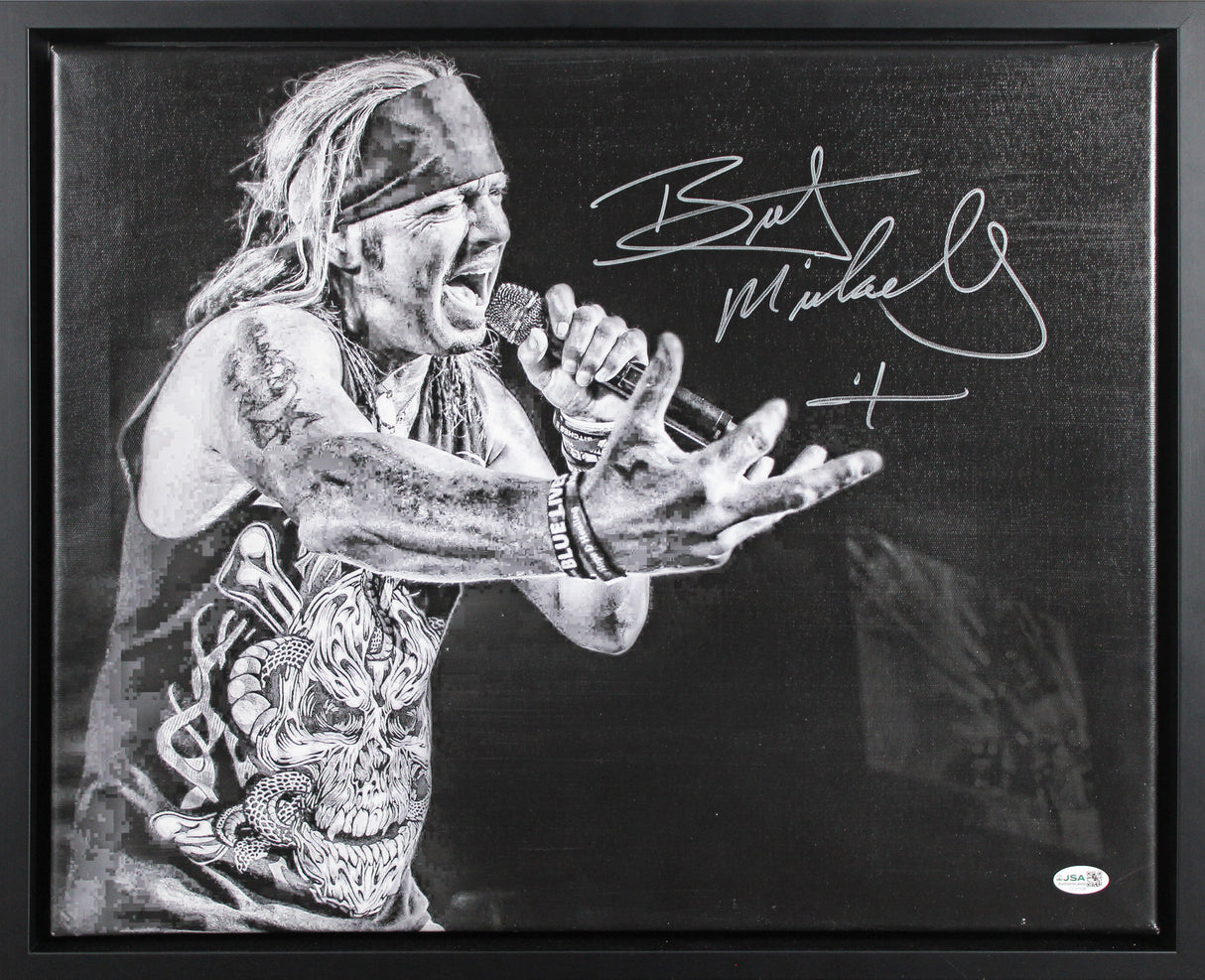 Bret Michaels Poison Authentic Signed & Framed 16x20 Canvas JSA #CL51526