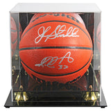 Jazz John Stockton & Karl Malone Signed Wilson Basketball w/ Case BAS Witnessed