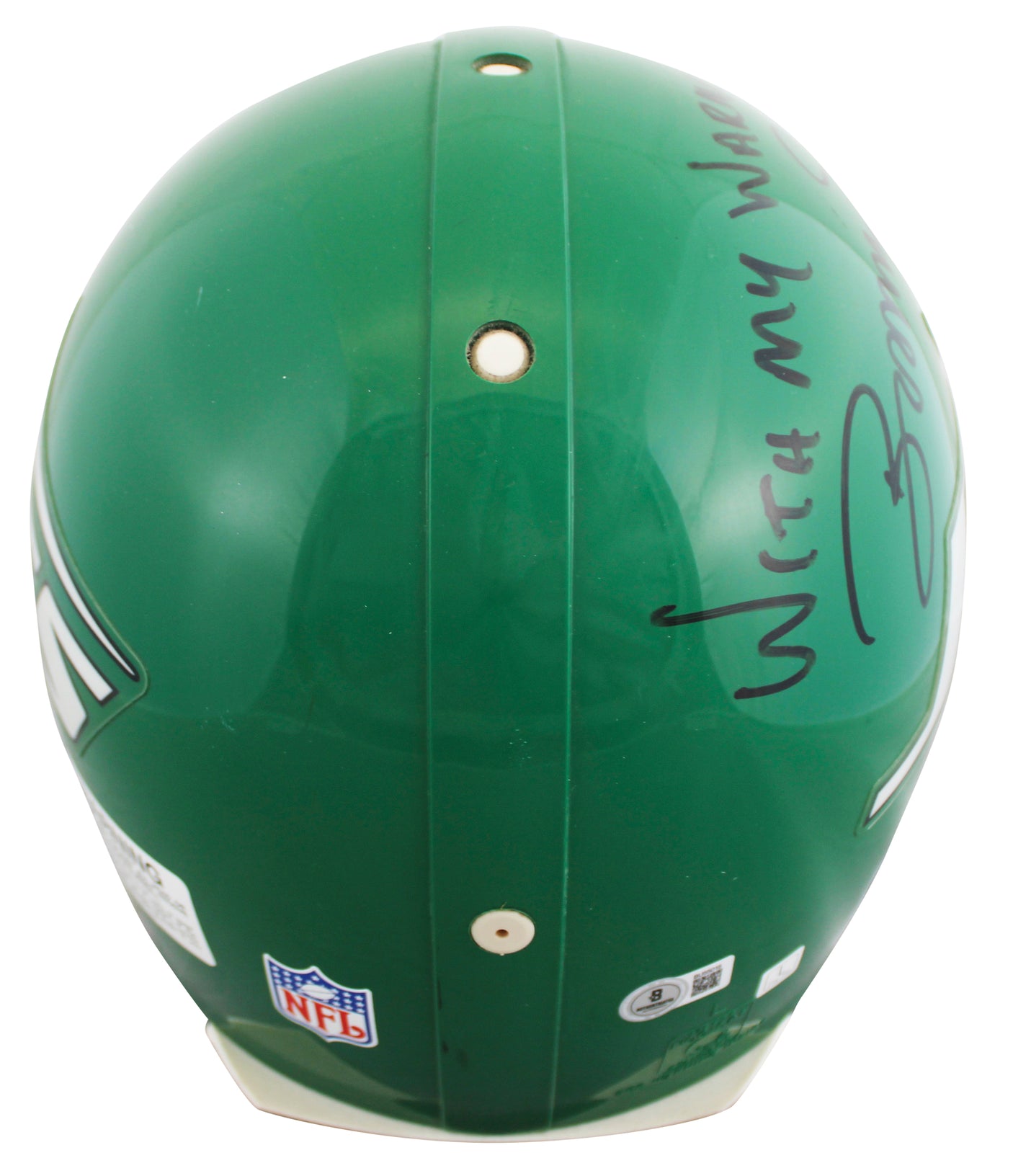 Jets Boomer Esiason "With My Warmest Wishes" Signed Full Size Proline Helmet BAS