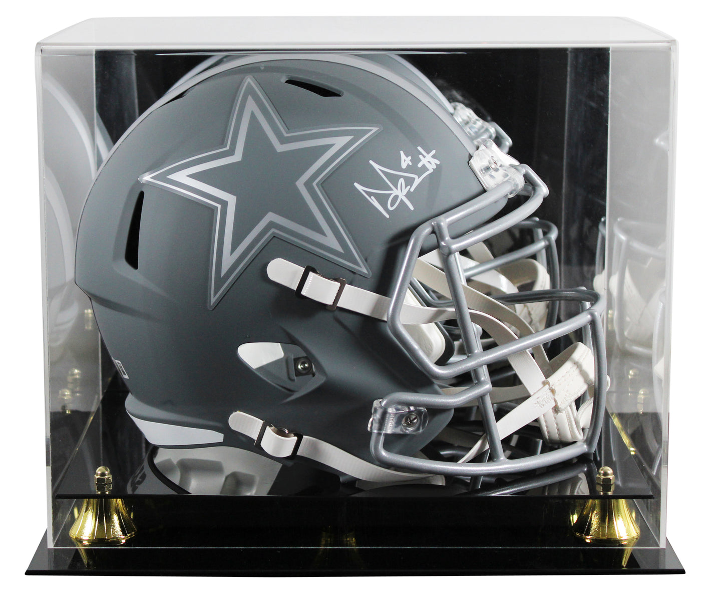 Cowboys Dak Prescott Signed Slate Full Size Speed Rep Helmet W/ Case BAS Witness