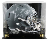 Cowboys Dak Prescott Signed Slate Full Size Speed Rep Helmet W/ Case BAS Witness