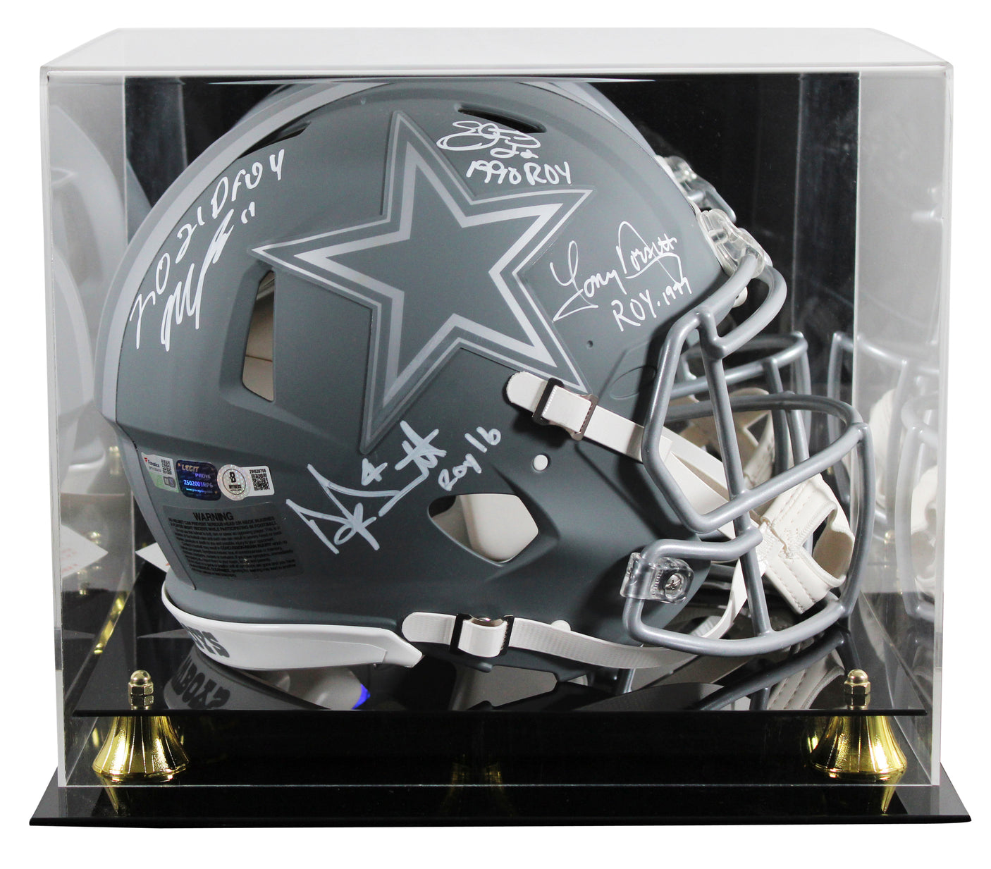 Prescott, Smith, Parsons +1 Signed Slate F/S Speed Proline Helmet W/ Case BAS W