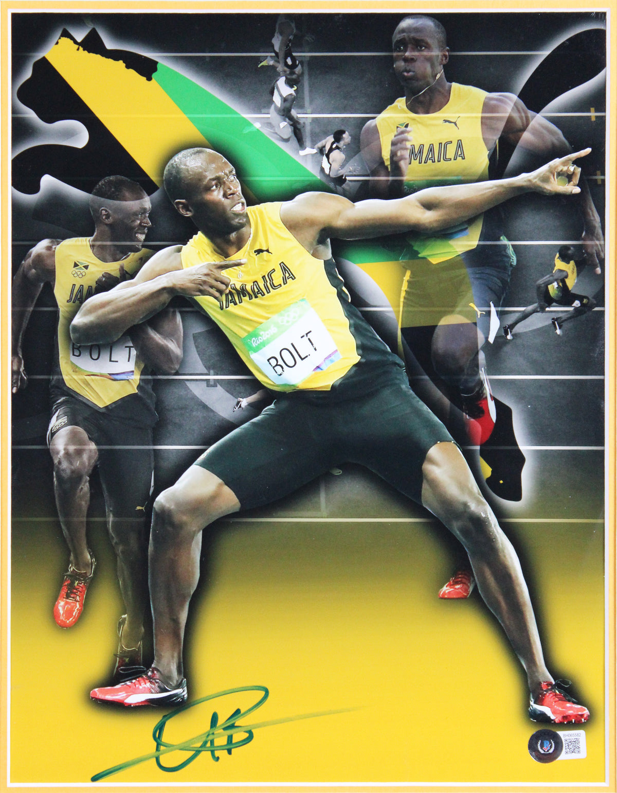 Usain Bolt Authentic Signed 11x14 Framed Vertical Photo Autographed BAS
