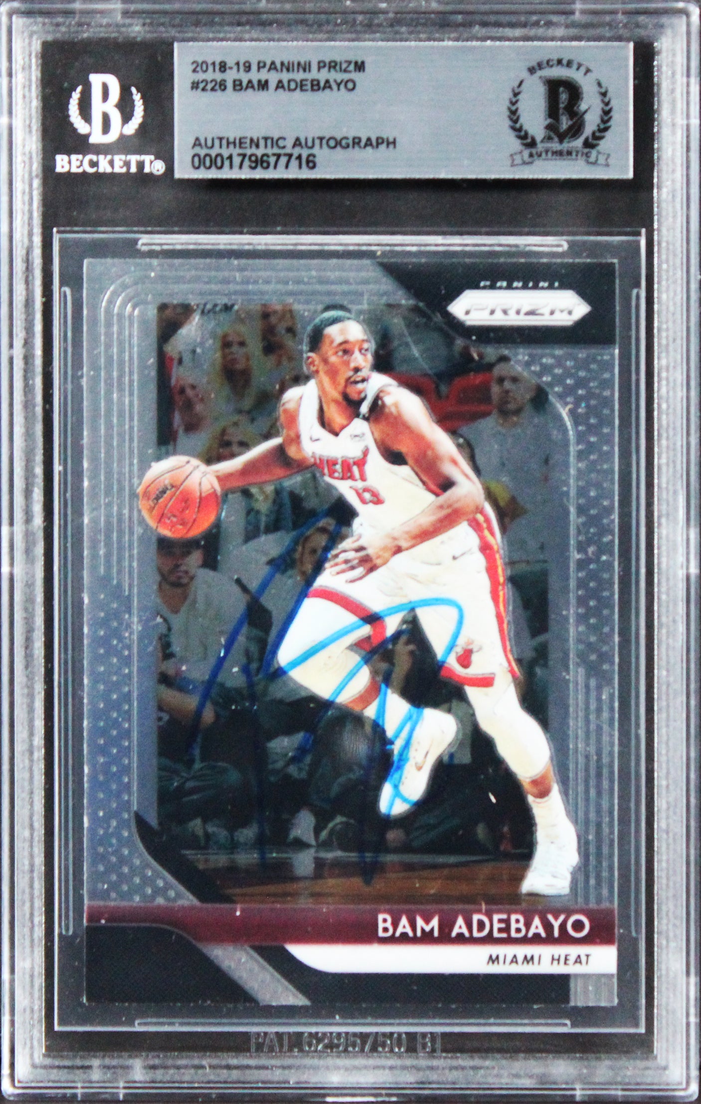 Heat Bam Adebayo Authentic Signed 2018 Panini Prizm #226 Card BAS Slabbed
