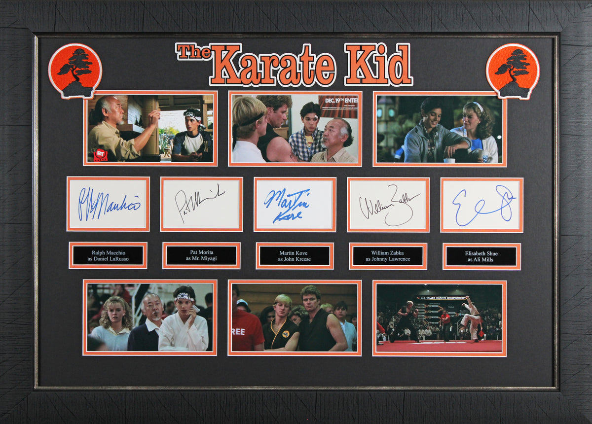The Karate Kid (5) Morita, Macchio, Zabka, Shue & Kove Signed Framed Display BAS