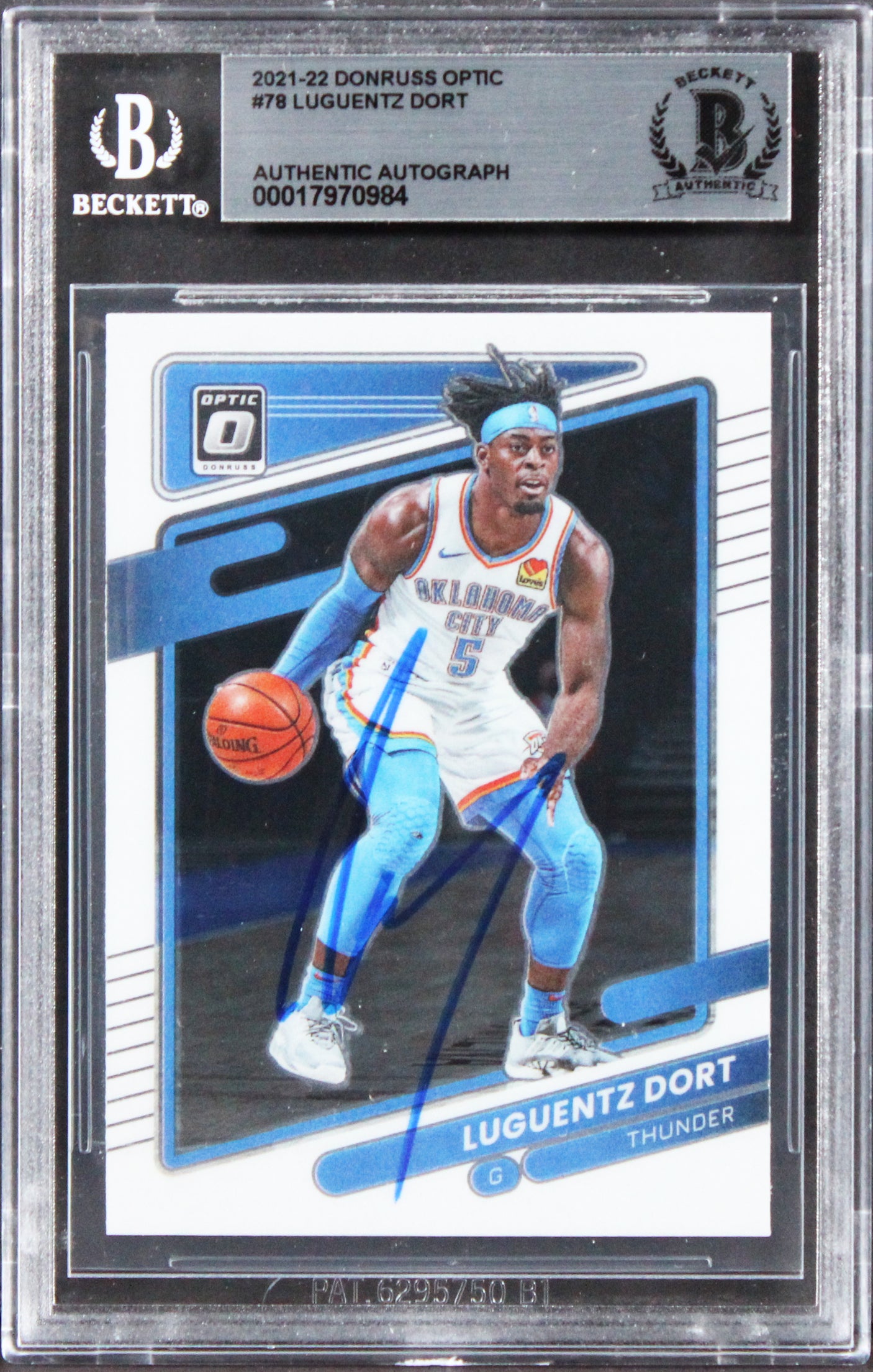 Thunder Luguentz Dort Authentic Signed 2021 Donruss Optic #78 Card BAS Slabbed