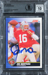 49ers Joe Montana Signed 1991 Score #1 Card Auto Grade Gem Mint 10! BAS Slabbed