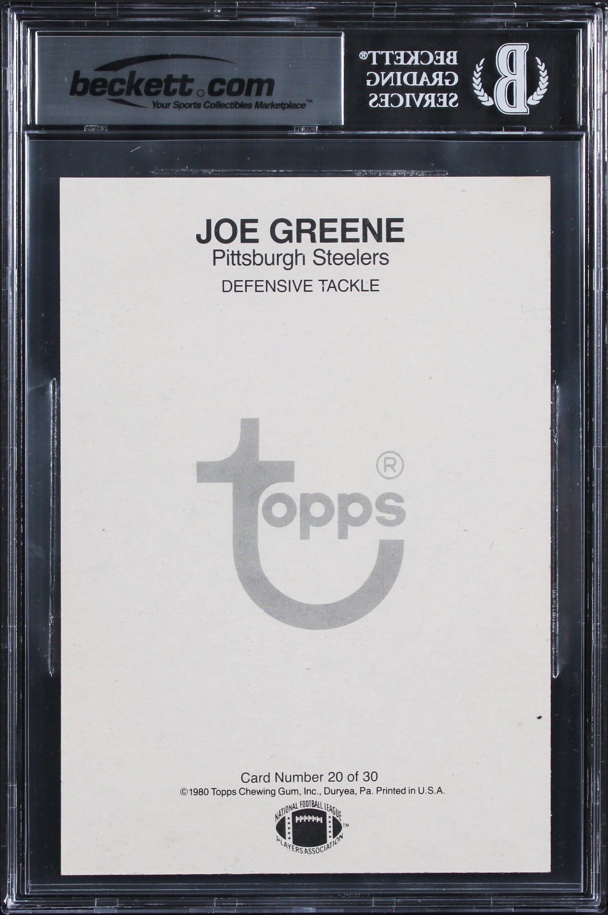 Steelers Joe Greene HOF 87 Signed 1980 Topps Super #20 5x7 Card Auto 10 BAS Slab