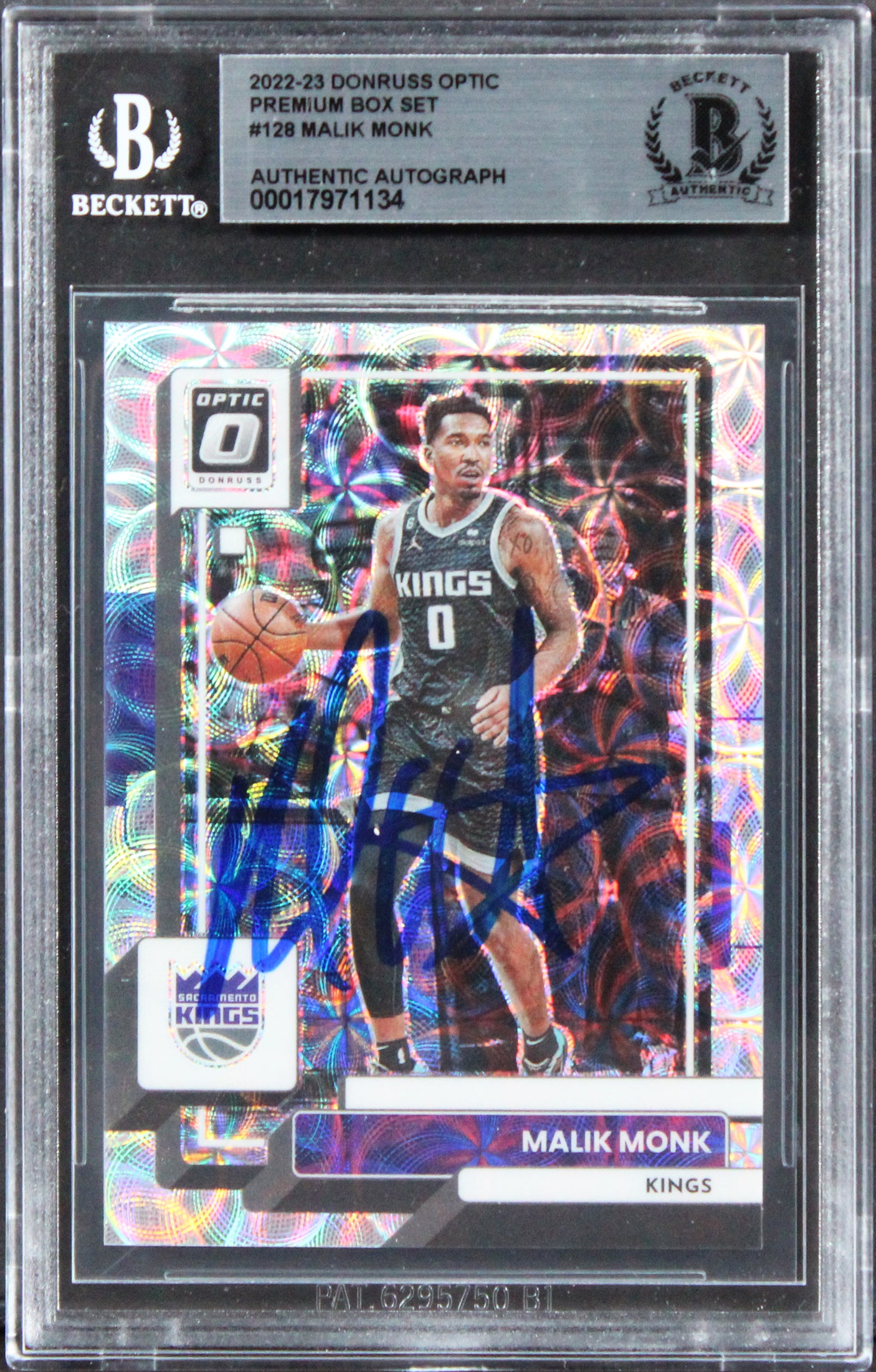 Kings Malik Monk Signed 2022 Donruss Optic Premium Box Set #128 Card BAS Slabbed