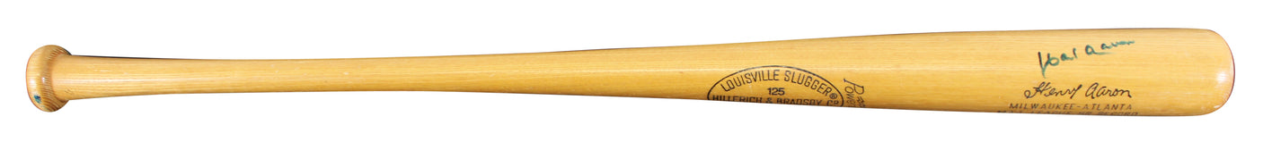 Braves Hank Aaron Signed H&B Louisville Slugger Player Model Bat BAS #AE13991