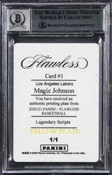Magic Johnson HOF Signed 2020 Panini FLS PP Yellow #1 1/1 Card Auto 10! BAS Slab