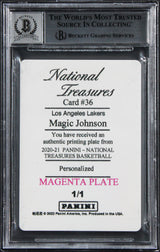 Magic Johnson "HOF 2002" Signed 2020 NT PP Magenta #36 Card Auto 10 BAS Slabbed