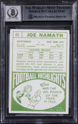 Jets Joe Namath Authentic Signed 1968 Topps #65 Card Auto 10! BAS Slabbed 1