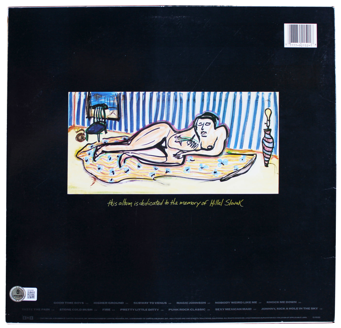 RHCP (4) Kiedis, Flea, Smith, & Frusciante Signed Mother's Milk Album Cover BAS