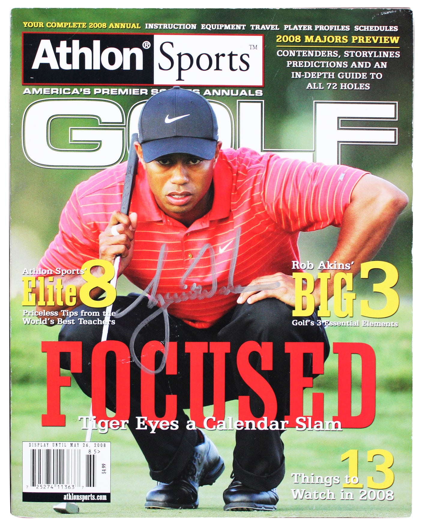Tiger Woods Authentic Signed 2008 Athlon Sports Golf Magazine BAS #AE13983