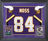 Vikings Randy Moss "HOF 18" Signed Purple Mitchell & Ness Framed Jersey BAS W 1