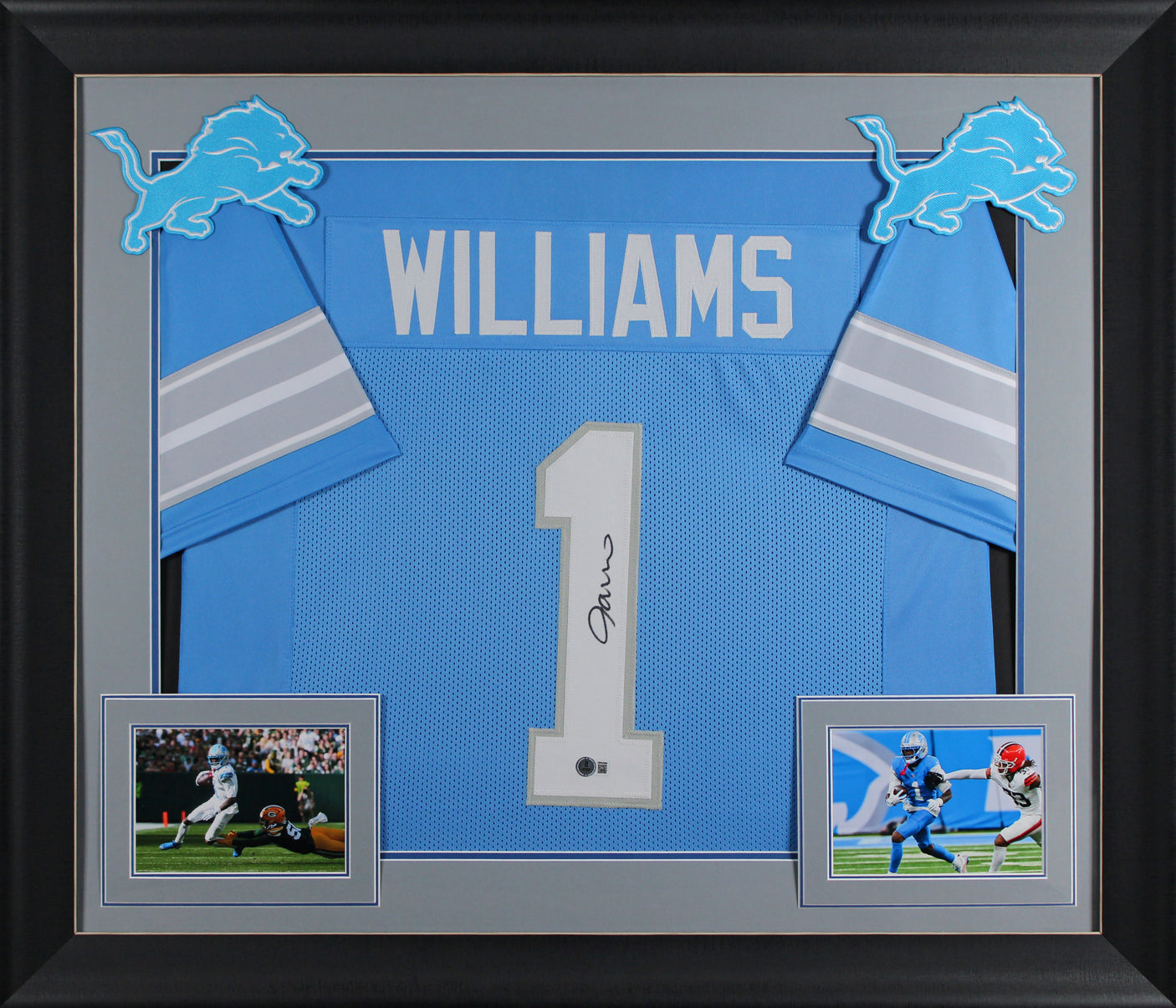 Jameson Williams Authentic Signed Blue Pro Style Framed Jersey BAS Witnessed 3
