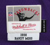 Vikings Randy Moss "HOF 18" Signed Purple Mitchell & Ness Jersey BAS Witnessed 1