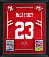 49ers Christian McCaffrey Signed Red Fanatics NFL Proline Framed Jersey Fanatics