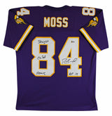 Vikings Randy Moss "2x Insc" Signed Purple 1998 M&N TB Jersey BAS Witnessed