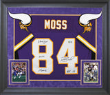 Vikings Randy Moss "2x Insc" Signed Purple 1998 M&N TB Framed Jersey BAS Witness