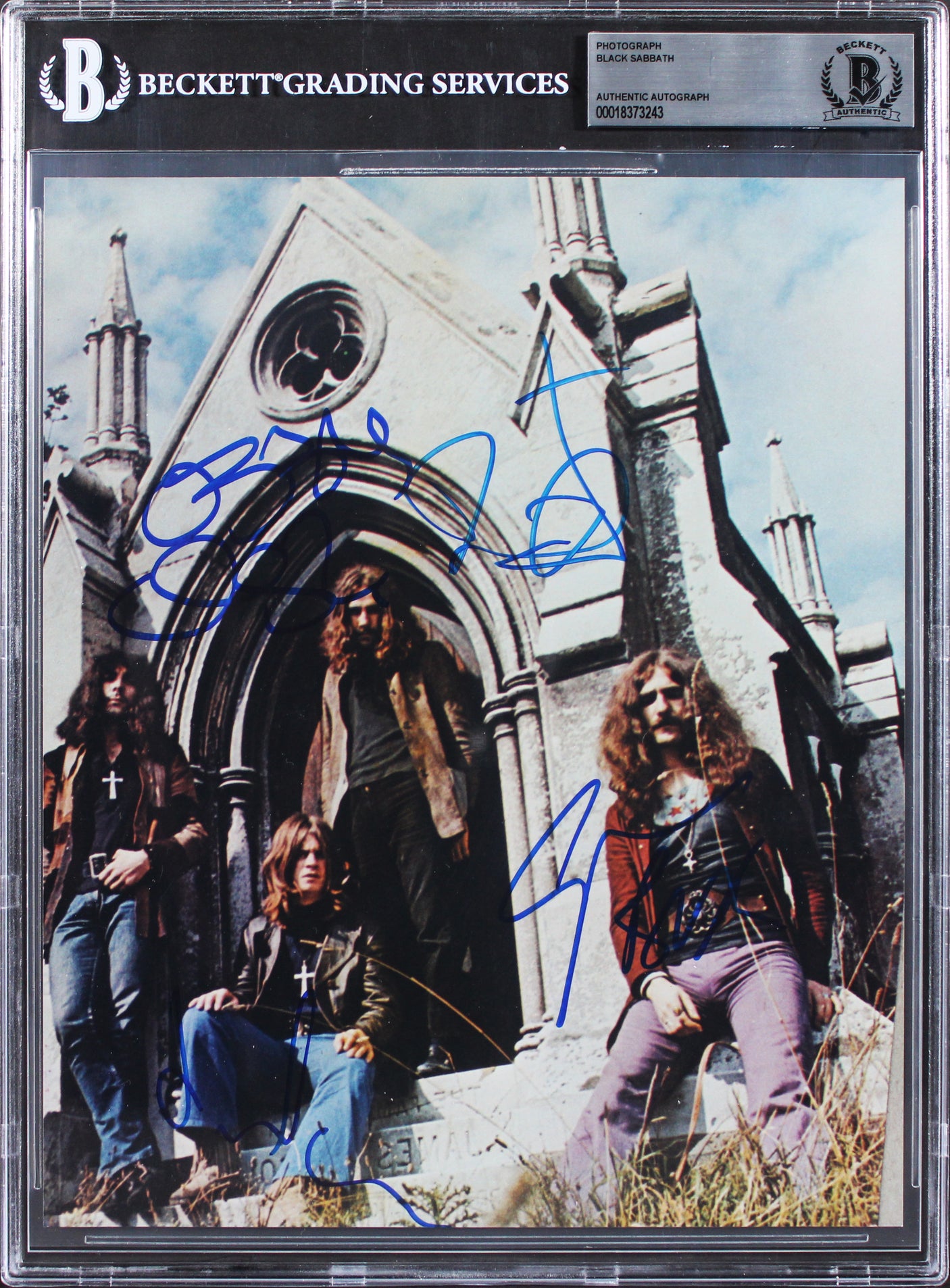 Black Sabbath (4) Osbourne, Butler, Ward & Iommi Signed 8x10 Photo BAS Slabbed